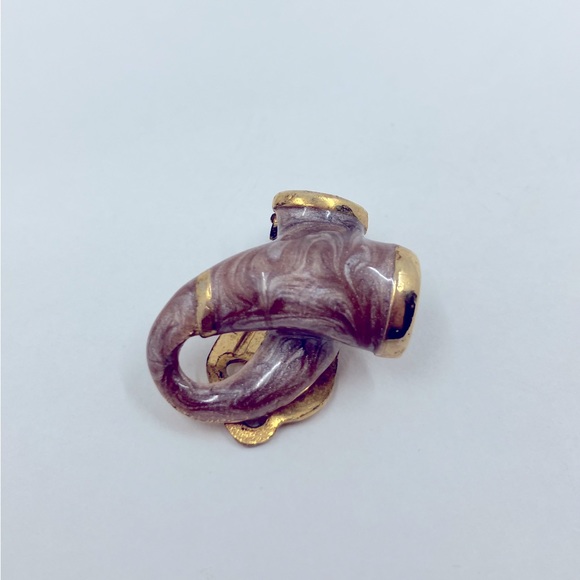 Vintage Marble-Like Rhinestones Pattern Earrings and Brooch Set - Picture 7 of 10